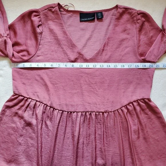 Cynthia Rowley Dress Woman’s Sz MediumPink Tiered Prairie Cottage Balloon Sleeve - Picture 4 of 8